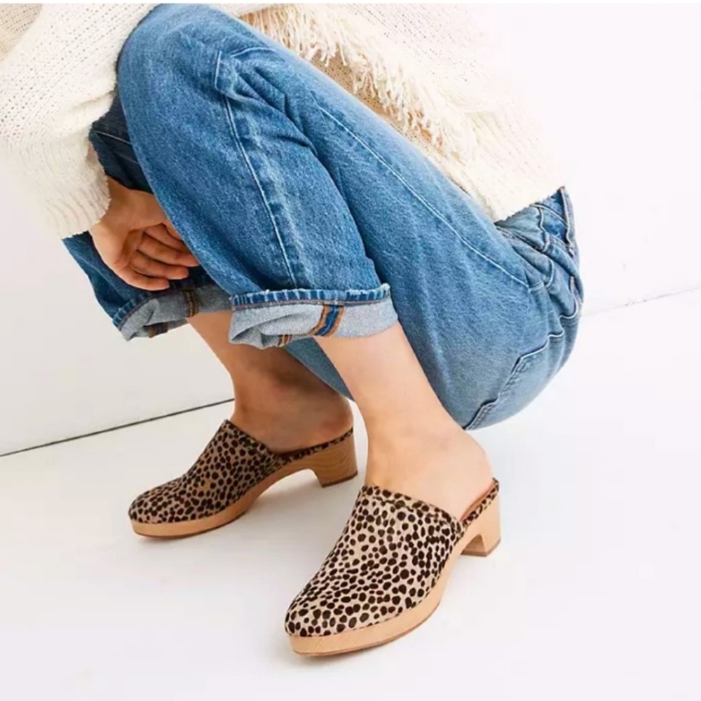 Madewell Ruby clog leopard calf hair